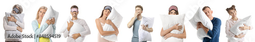 Set of people with soft pil...