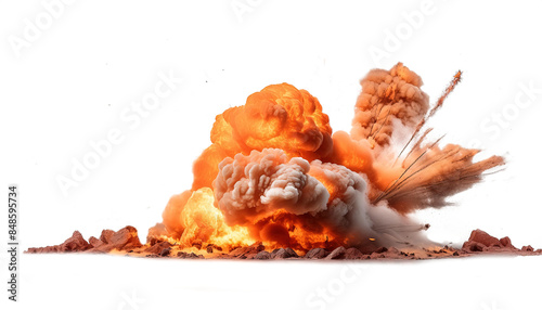 Explosive Detonation with Fiery Blast and Debris Isolated PNG
