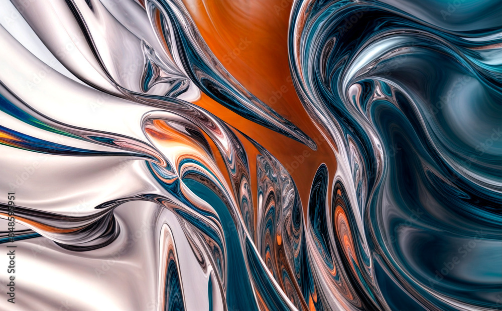 A futuristic, abstract 3D illustration featuring fluid waves of gradient colors, including green, blue, purple, and cyan, cascading over metallic background. A futuristic, abstract 3D illustration featuring fluid waves of gradient colors, including green, blue, purple, and cyan, cascading over metallic background.