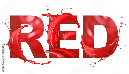 Vibrant Red Splashing Paint Letters Art Isolated PNG