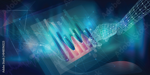 Abstract infographics on the topic of financial growth in a company and data analysis.