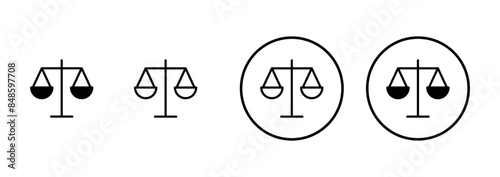 Scales icon vector isolated on white background . Law scale icon. Justice sign