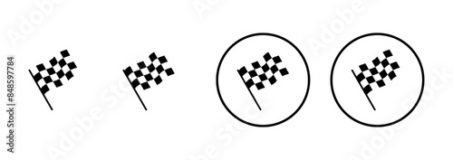 Race flag icon vector isolated on white background. Competition sport flag line vector icon. Racing flag. Start finish flag. Checkered. Start