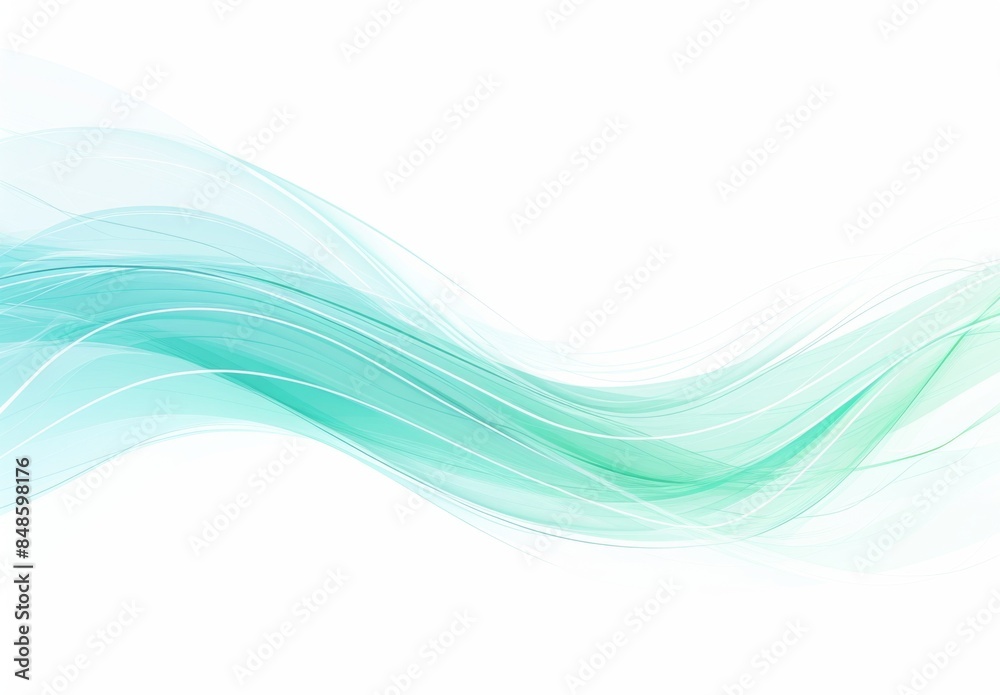 Fototapeta premium Business Background with Green Wavy Lines on White, Simple and Elegant Vector Design. Ideal for Minimalistic and Professional Settings.