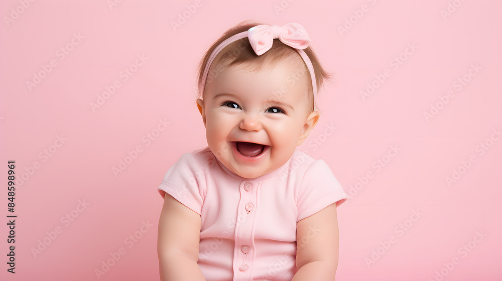 smiling baby on pink background smiling baby on pink background