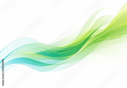 Vector Banner Design with Light Green Wavy Lines on White Background, Featuring Simple Shapes in Flat Vector Art Style. Ideal for Minimalistic and Clean Graphic Design. © JH