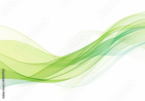 Business Banner with Green Wavy Lines on White Background, Featuring Flat and Minimalistic Vector Art Style. Ideal for Clean and Modern Designs with Ample White Space. © JH