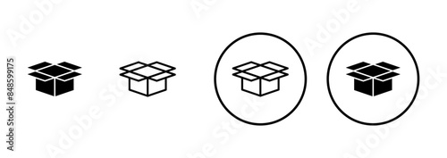 Box icon vector isolated on white background. Cardboard box, packaging open. Box vector icon