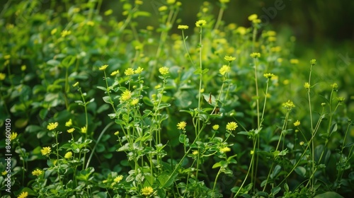 Sintrong a plant from the Asteraceae family is frequently seen as a weed on roadsides and in gardens photo
