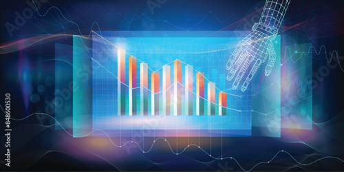 Digital infographics on the topic of the development of financial indicators and investments
