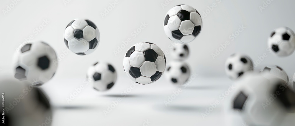 round soccer ball, highlighting its black and white leather pattern, ready for play