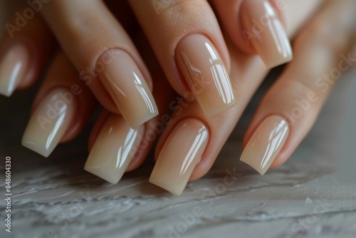 Hand with neutral nude manicure