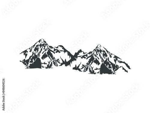 rocky mountain landscape, hand drawing vector image