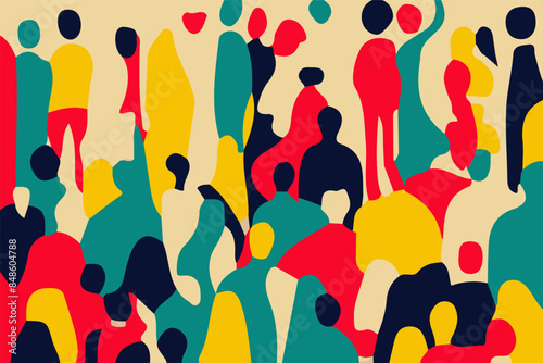 Vibrant Crowd Silhouettes
