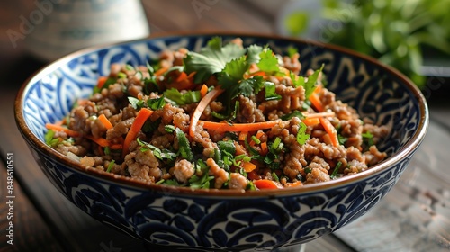 Homemade minced pork and carrot with coriander a Chinese culinary delight