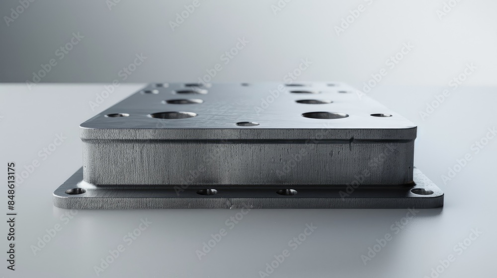 Metal baseplate against white backdrop Metal baseplate against white backdrop