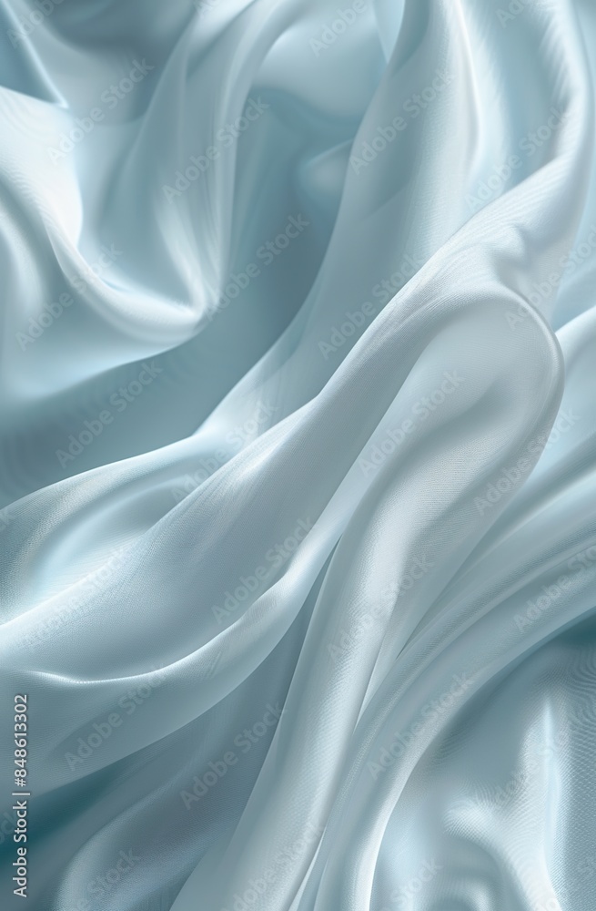 Smooth soft blue silk fabric with elegant folds Smooth soft blue silk fabric with elegant folds