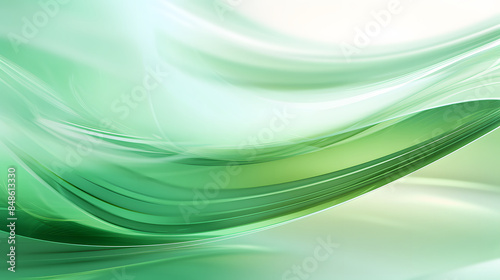 Abstract glass waves in green turquoise tones on white background, clean, minimal, modern , translucent, amorphous, flowing, fluid, abstract, glass, waves, green, turquoise, white, background