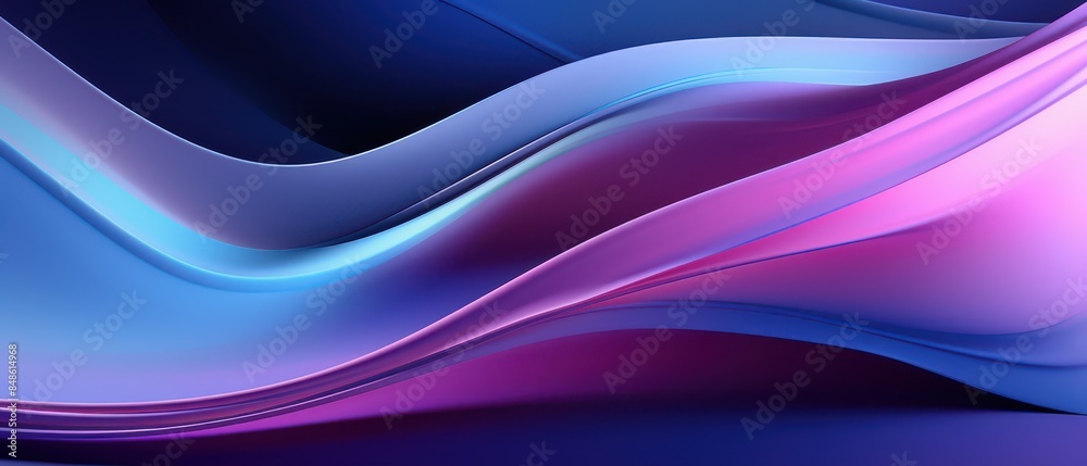 Obraz premium Smooth flowing 3D lines in purple and blue,