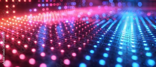 Wallpaper Mural Abstract close-up of illuminated LED lights Red and blue hues create a futuristic, vibrant pattern perfect for technology-related visuals Torontodigital.ca