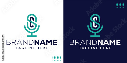 Creative SC Letter Microphone Logo for Business or Podcast, Design Inspiration, Illustration, Vector