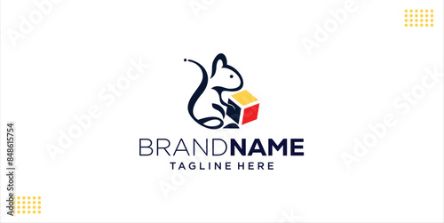 Creative Abstract Squirrel and Box Logo, Design Inspiration, Illustration, Vector