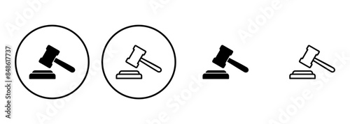 Gavel icon set. judge gavel icon vector. law icon vector. auction hammer