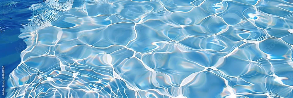 Texture of water surface. Sunlit ripples on clear blue water in swimming pool. Background, wallpaper, poster, banner design with copyspace Texture of water surface. Sunlit ripples on clear blue water in swimming pool. Background, wallpaper, poster, banner design with copyspace