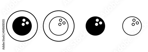 Bowling icon set. bowling ball and pin icon. bowling pins