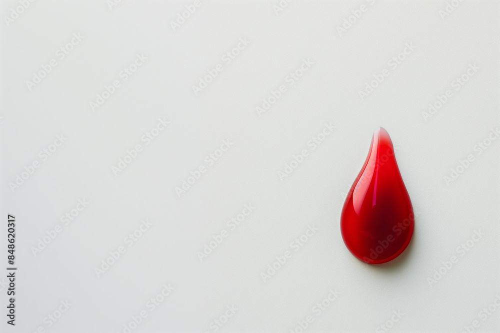 A red blood drop on white background, blood donation concept