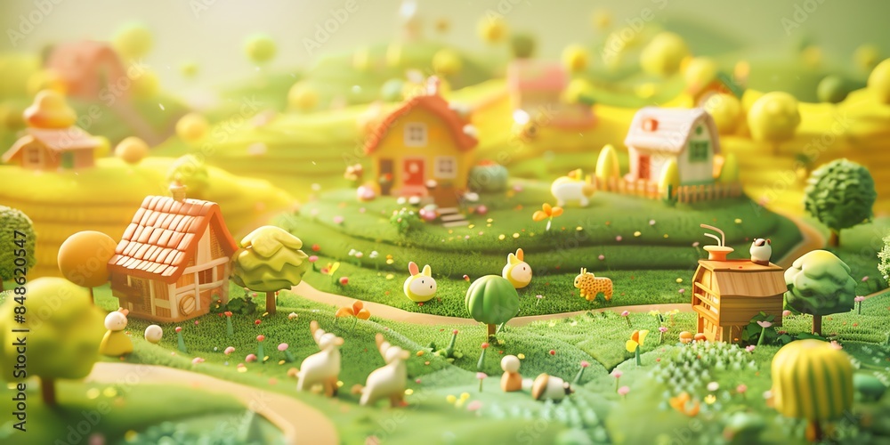 Tiny cute isometric A beautiful rainbow village morning scene. Sunlight shines on the golden wheat field and dozens of small animals are busy. Describe the rainbow village morning scene, 2:1
Tiny cute isometric A beautiful rainbow village morning scene. Sunlight shines on the golden wheat field and dozens of small animals are busy. Describe the rainbow village morning scene, 2:1