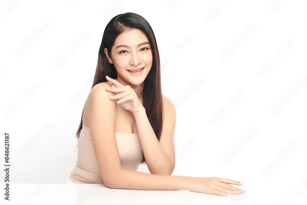 Beautiful young asian woman with clean fresh skin on white background, Face care, Facial treatment, Cosmetology, beauty and spa, Asian women portrait. Beautiful young asian woman with clean fresh skin on white background, Face care, Facial treatment, Cosmetology, beauty and spa, Asian women portrait.