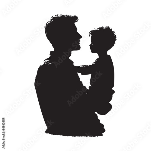Silhouette of father and son. Vector isolated illustration