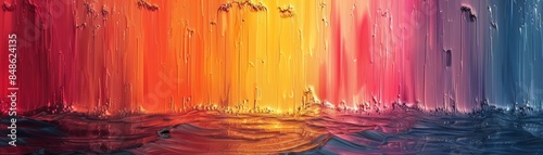 Abstract rainbow landscape with vibrant colors.