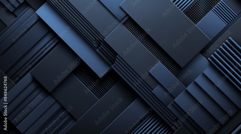 Abstract geometric pattern with dark blue and black rectangles.