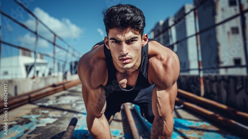 Intense Outdoor Workout of Athletic Man © Jordan