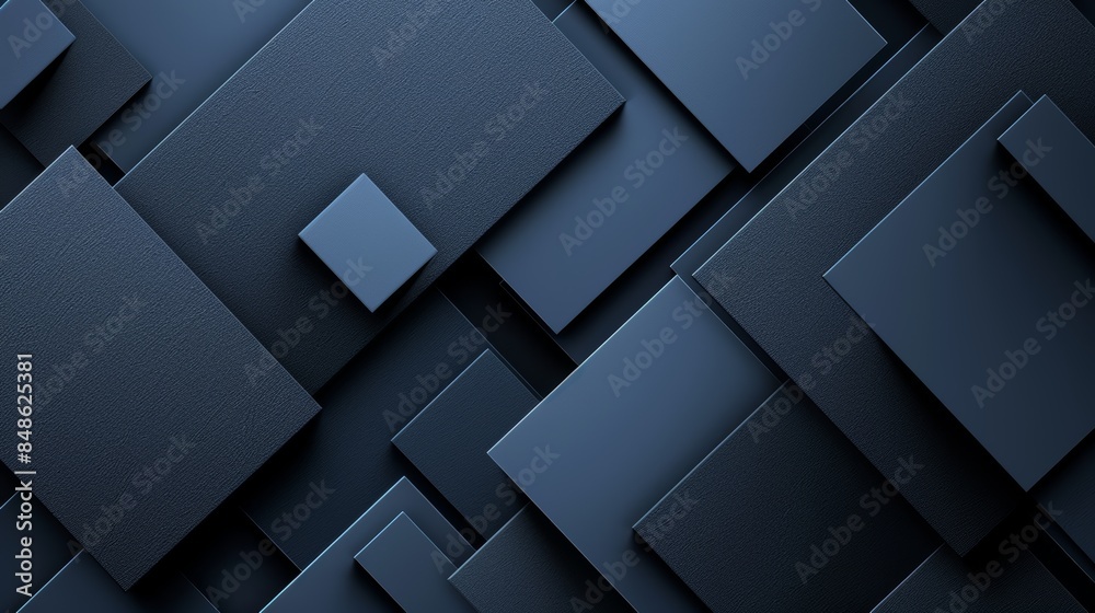 Abstract geometric pattern with dark blue squares in various sizes and angles, creating a modern and minimalist design. Abstract geometric pattern with dark blue squares in various sizes and angles, creating a modern and minimalist design.