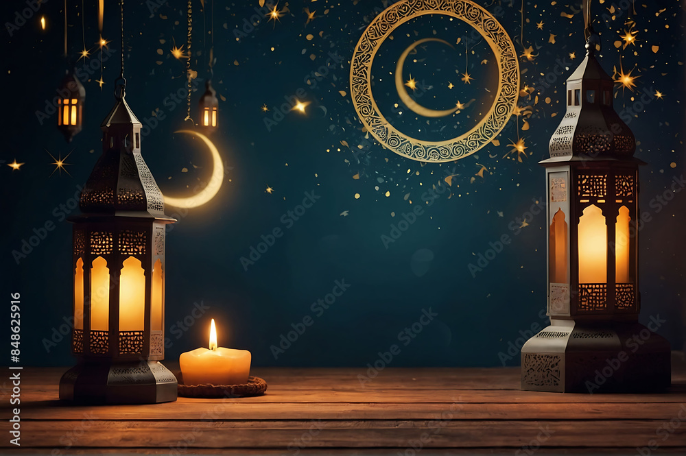 ramadan background with candles and snowflakes ramadan background with candles and snowflakes