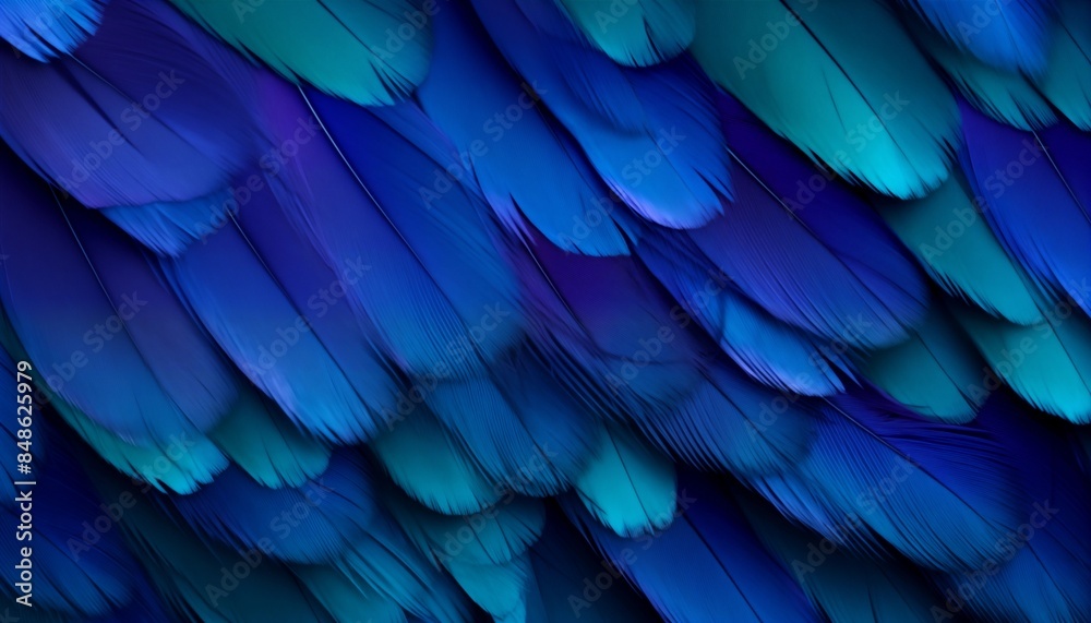 Fototapeta premium blue green purple feather