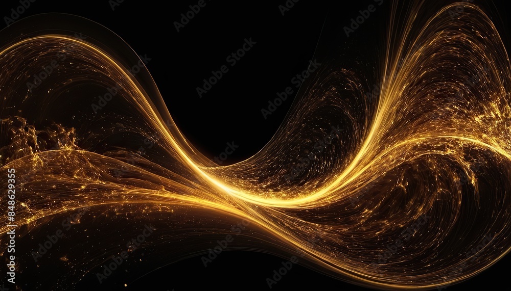 Obraz premium Black elegant background with wave gold line modern luxury