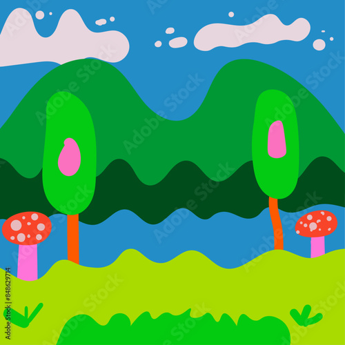 Hand Drawing Abstract Nature Background