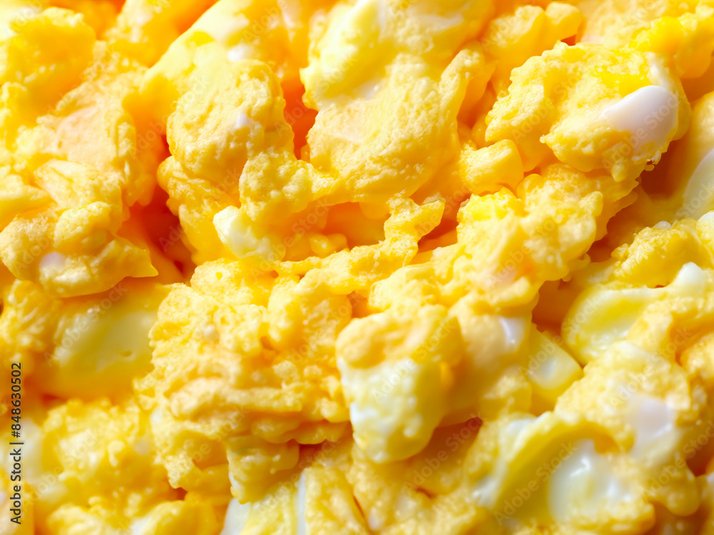 Texture of tasty scrambled eggs as background, closeup. Macro photo. Texture of tasty scrambled eggs as background, closeup. Macro photo.