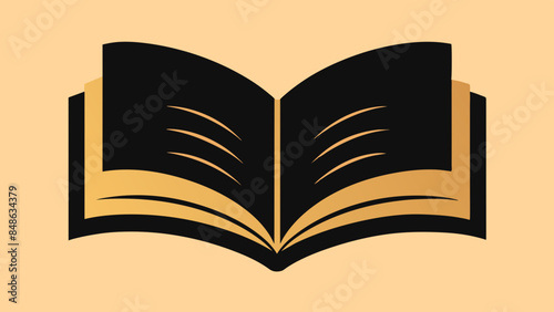 An open book icon on a dark background represents knowledge and learning. Icon of an open book on a dark background.