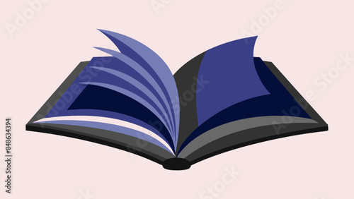 An open book icon on a dark background represents knowledge and learning. Icon of an open book on a dark background.