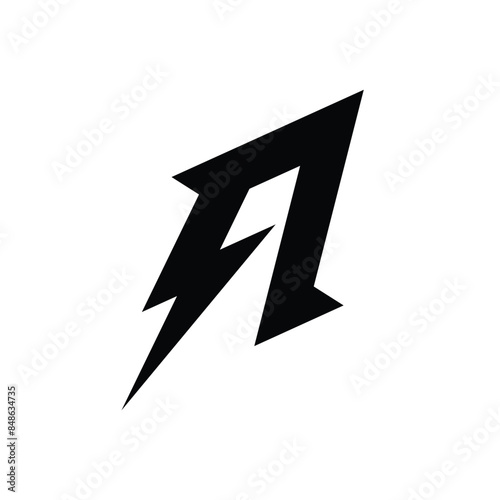 letter A logo with thunder