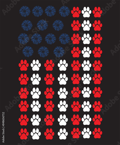 dog paw usa flag - cute american design for 4th of july