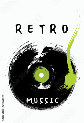 vinyl record grunge hand drawn design, drawing vinyl record music poster design, grunge vinyl record music, vinyl vintage record icon, Vintage grunge background with vinyl record