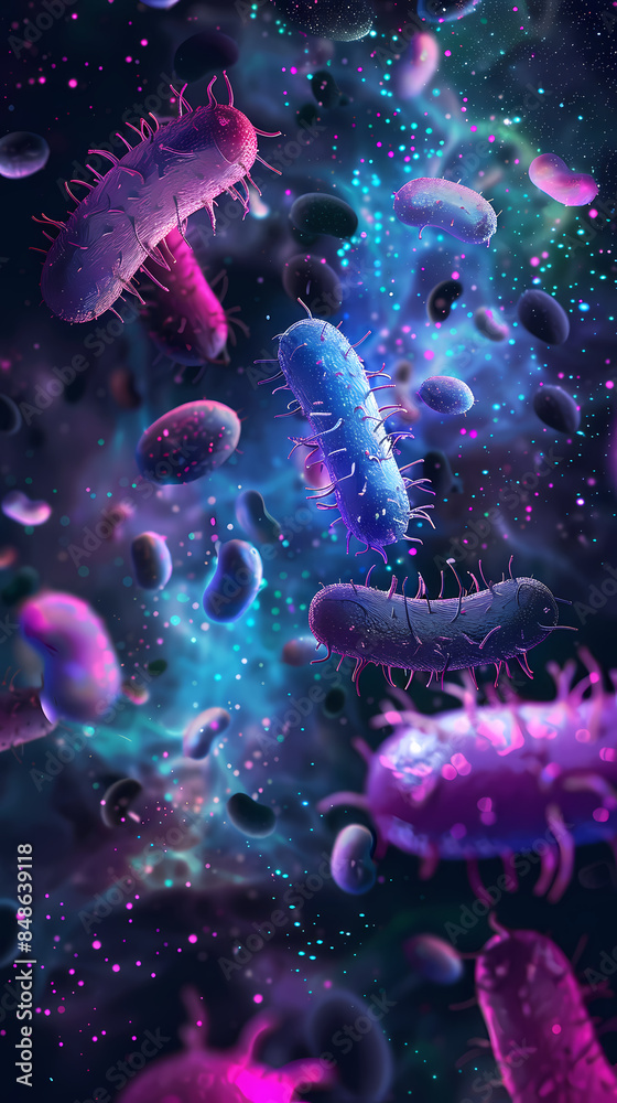 3D rendering of colorful bacteria, medical illustration 3D rendering of colorful bacteria, medical illustration