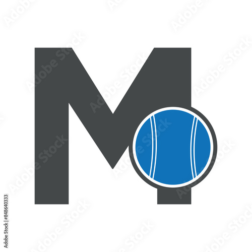 cricket ball Logo combine with letter M vector template