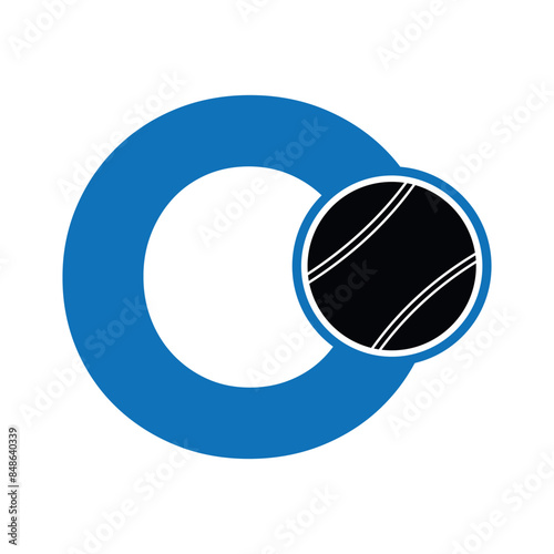 cricket ball Logo combine with letter O vector template